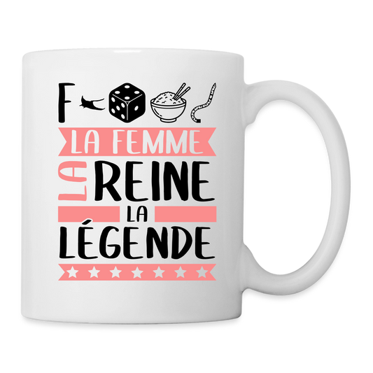 Mug blanc Frédérique rébus – La femme, la reine, la légende - blanc