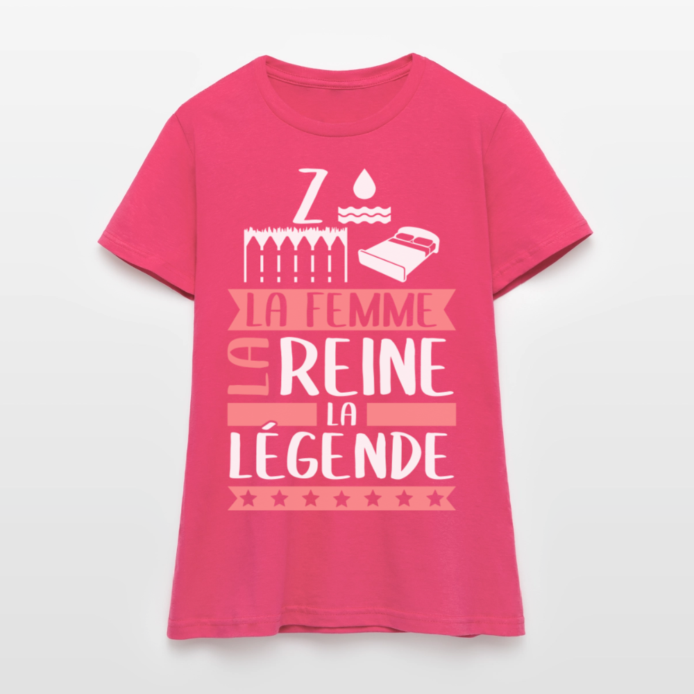 T-shirt femme Zoélie rébus – La femme, la reine, la légende - rose azalée