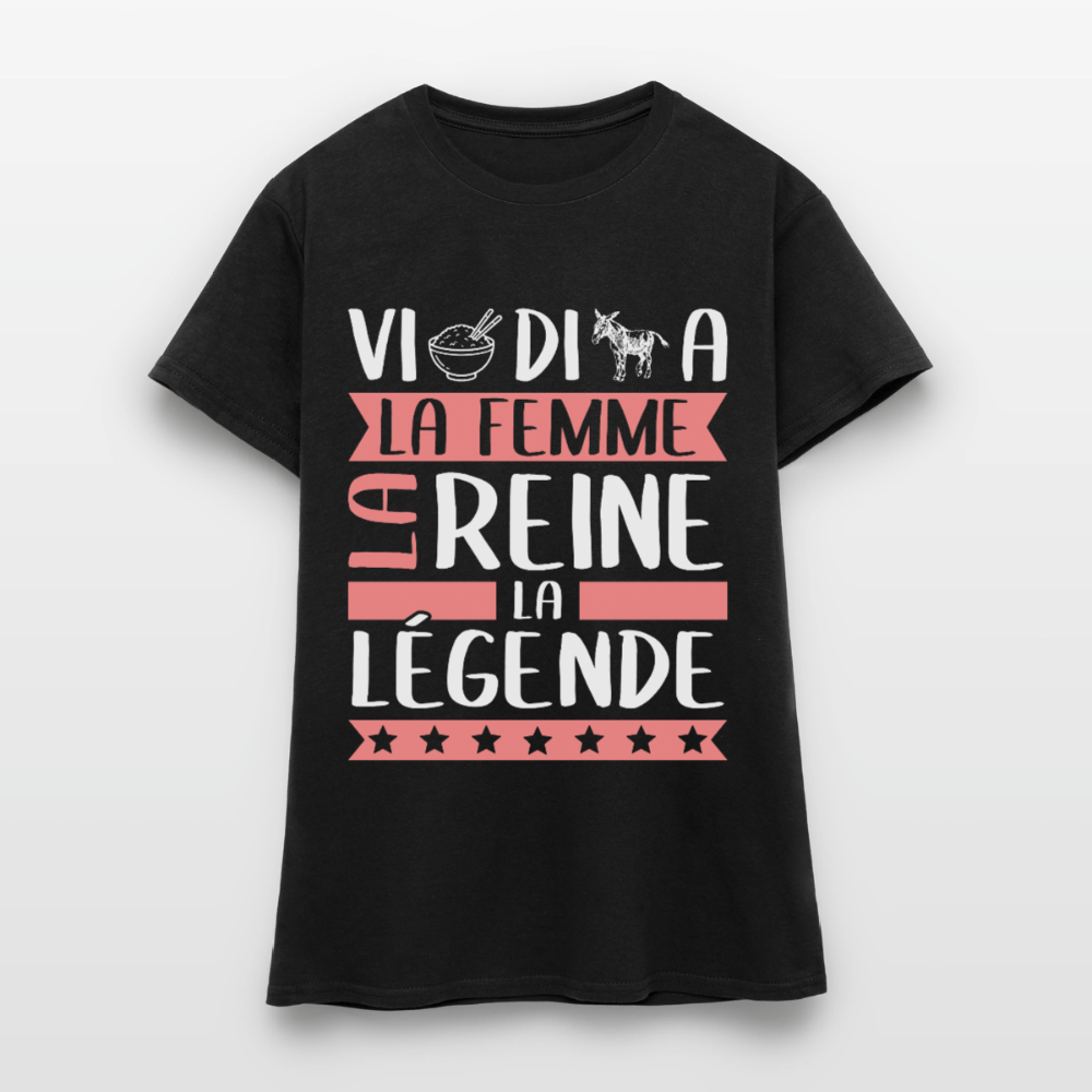T-shirt femme Viridiana rébus – La femme, la reine, la légende - noir