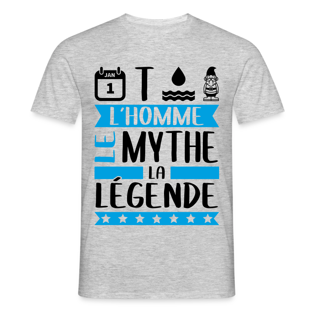 T-shirt homme clair Antonin rébus – L’homme, le mythe, la légende - gris chiné
