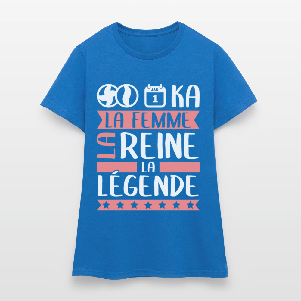 T-shirt femme Bianca rébus – La femme, la reine, la légende - bleu royal