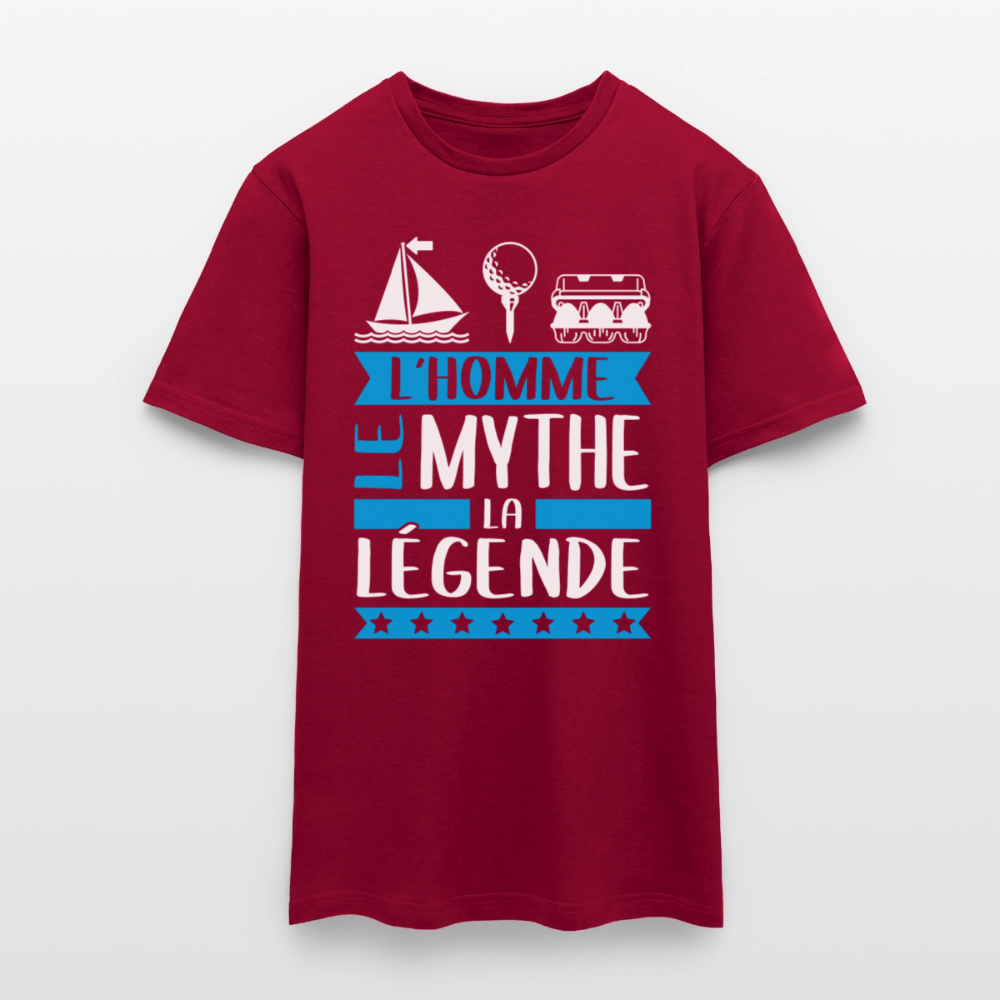 T-shirt homme Mathieu rébus – L’homme, le mythe, la légende - rouge brique