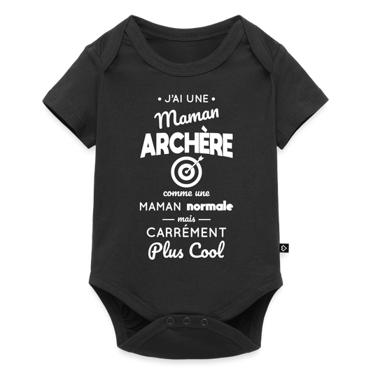 Body Bébé bio manches courtes - J'ai une maman archère - noir