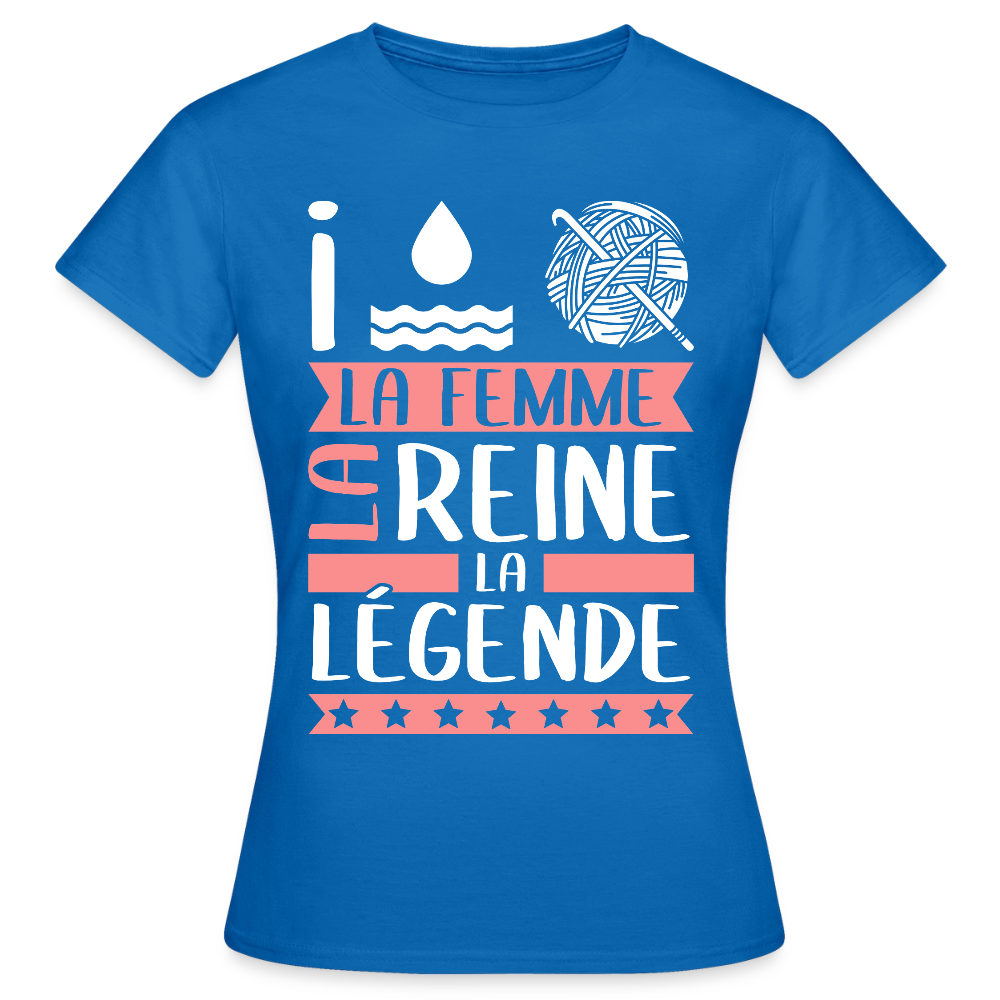T-shirt femme Yolaine rébus – La femme, la reine, la légende - bleu royal