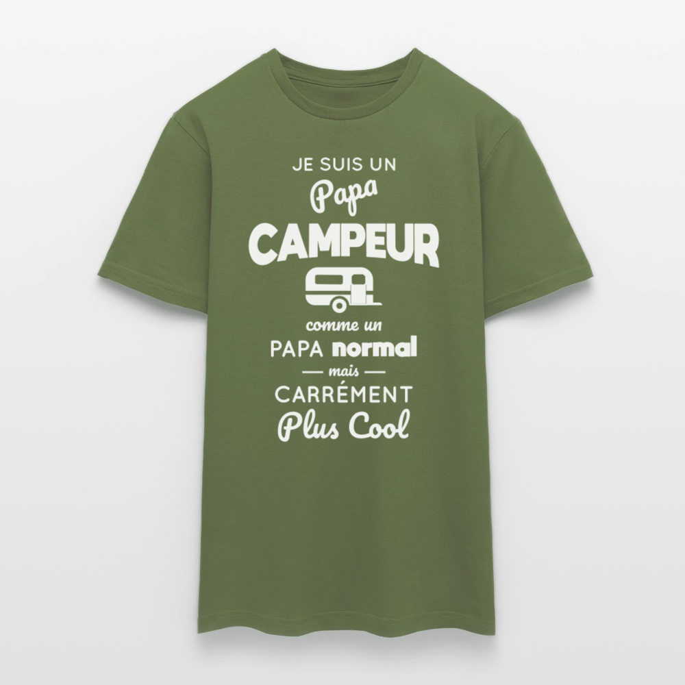 T-shirt Homme - Papa campeur plus cool - vert militaire