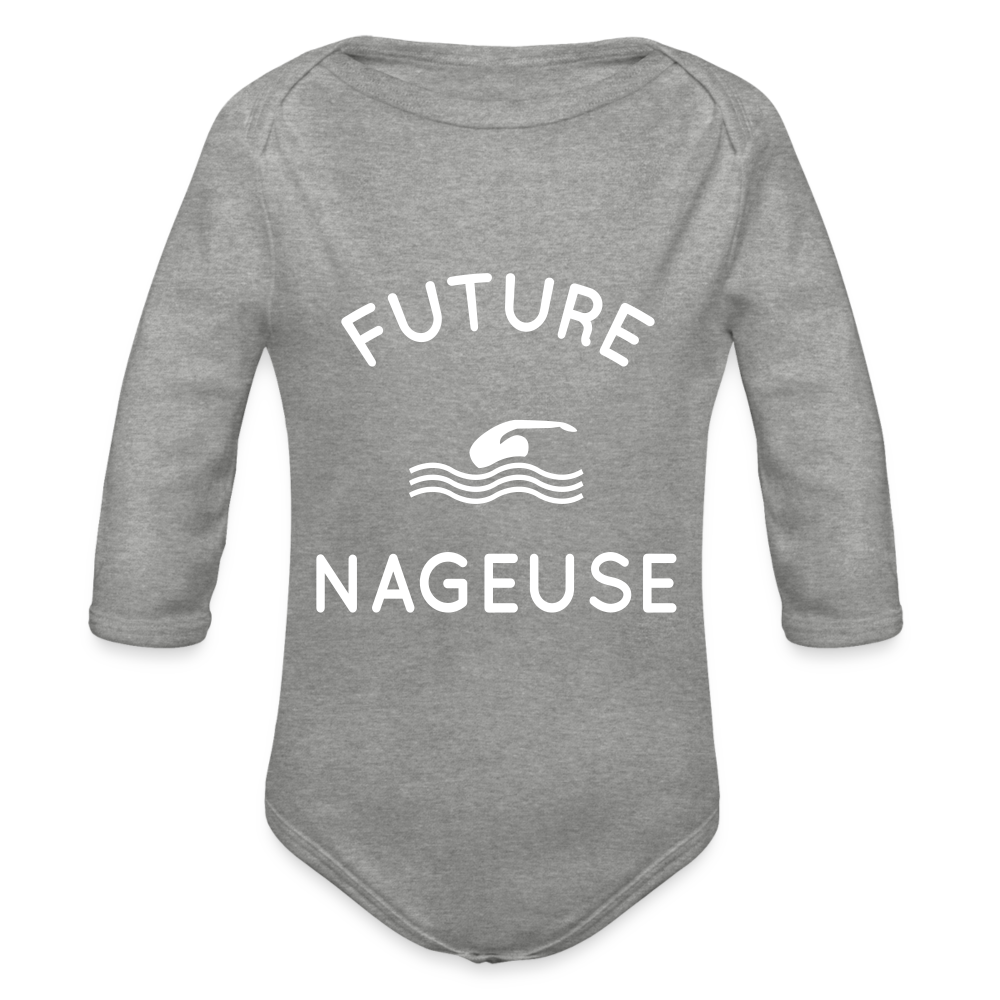 Body Bébé bio manches longues - Future nageuse - gris chiné
