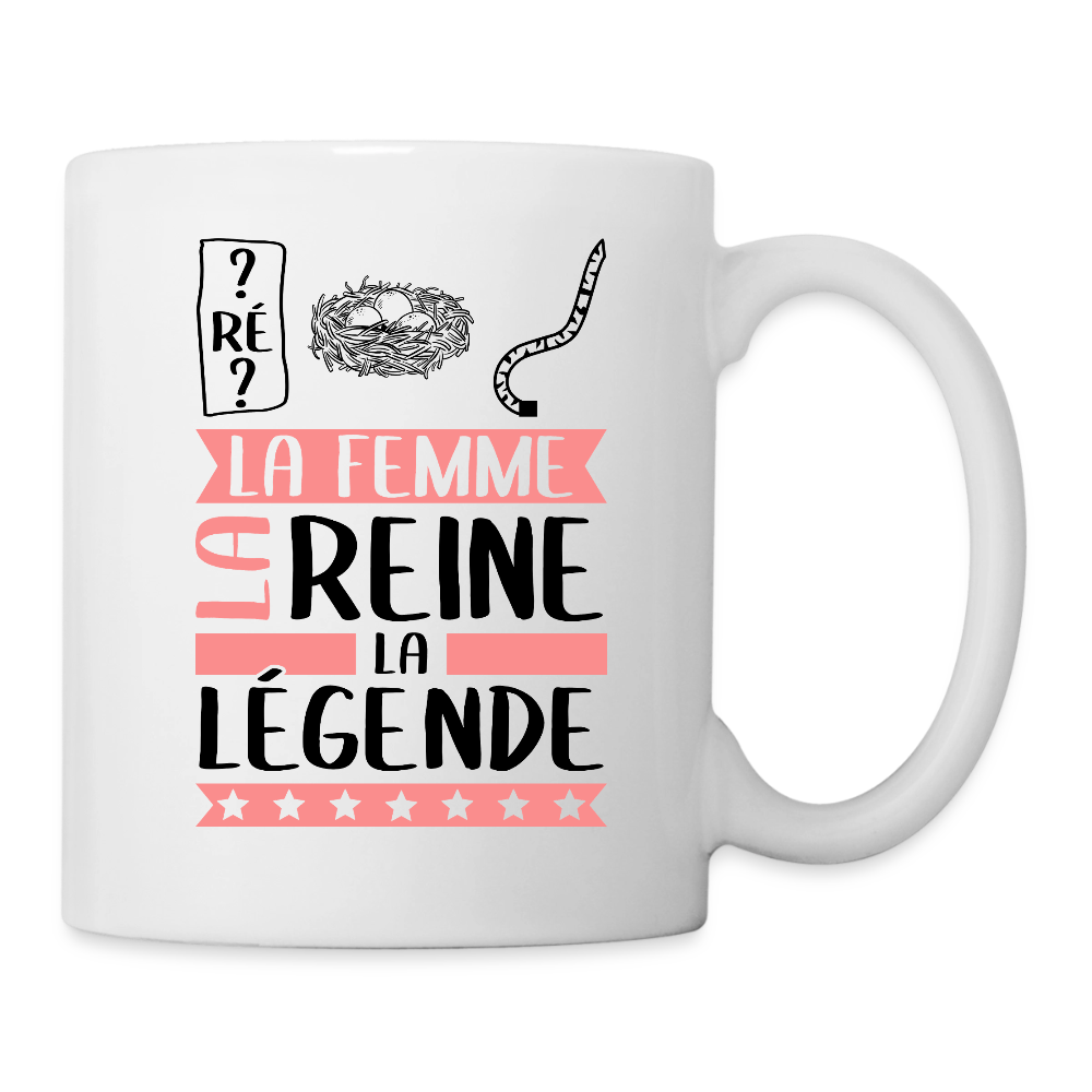 Mug blanc Dominique rébus – La femme, la reine, la légende - blanc