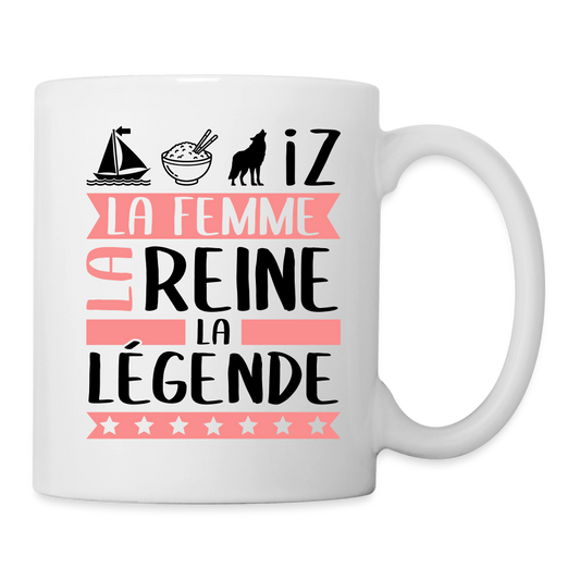 Mug blanc Marie-Louise rébus – La femme, la reine, la légende - blanc