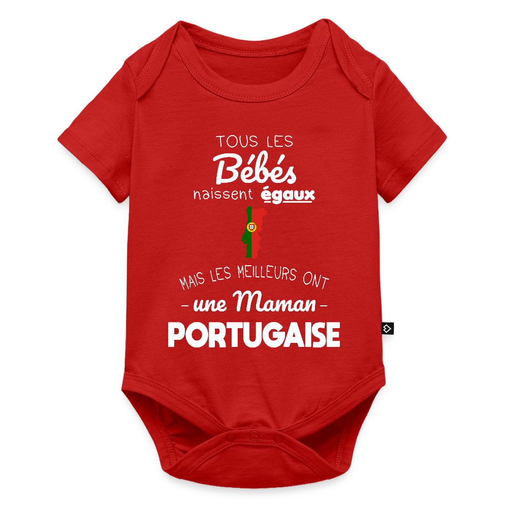 Body Bébé bio manches courtes - Les Meilleurs Ont Une Maman Portugaise - rouge