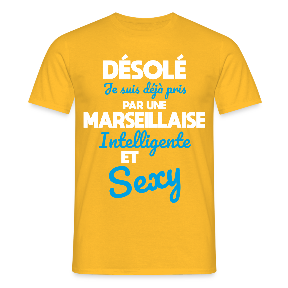 T-shirt Homme -  Je suis déjà pris par une Marseillaise intelligente et sexy - jaune