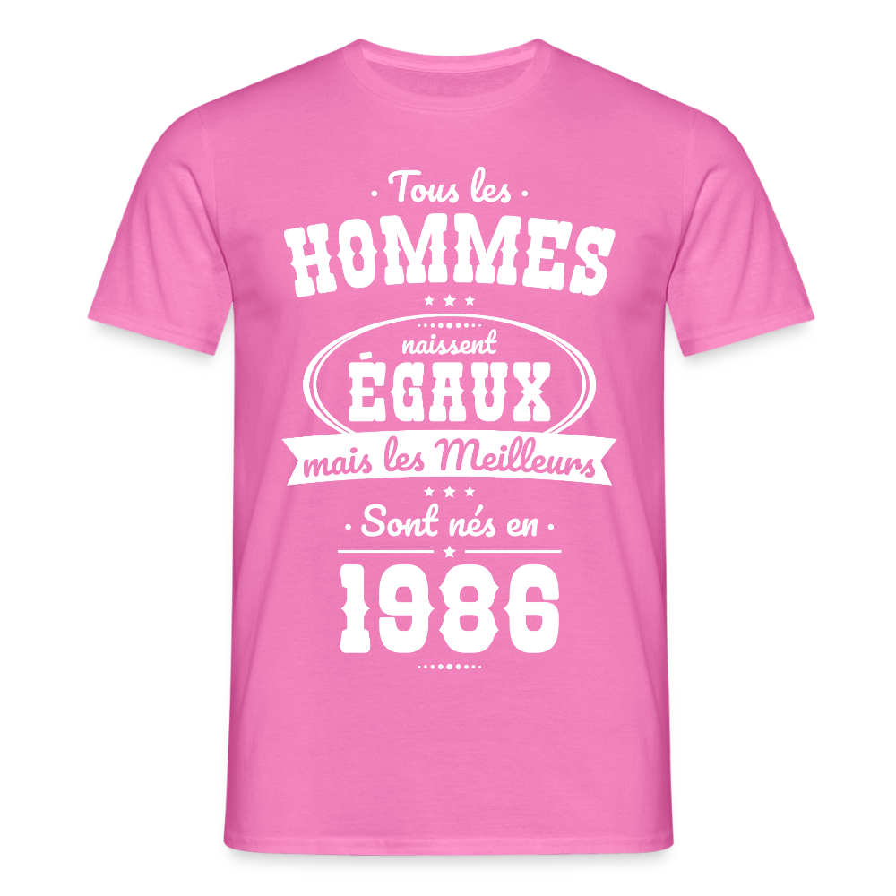 T-shirt anniversaire homme 40 ans – Les meilleurs sont nés en 1986 - rose