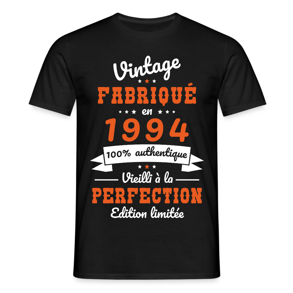 T-shirt Homme - Anniversaire 31 Ans - Vintage Fabriqué en 1994 - noir