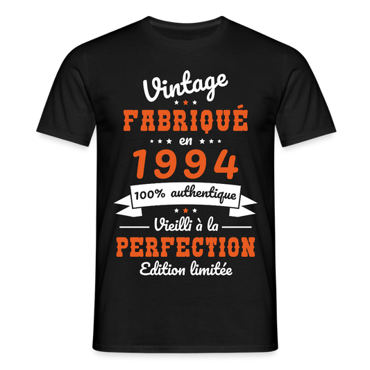T-shirt Homme - Anniversaire 31 Ans - Vintage Fabriqué en 1994 - noir