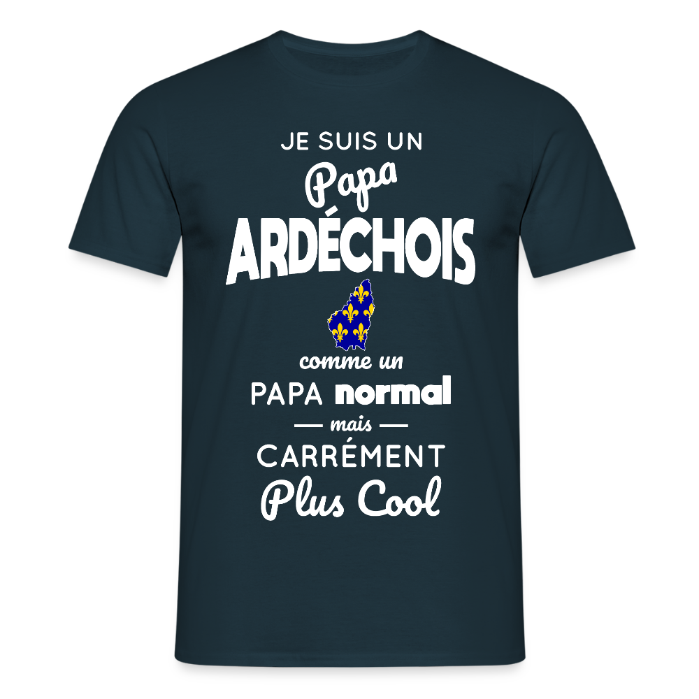 T-shirt Homme - Papa Ardéchois Plus Cool - marine