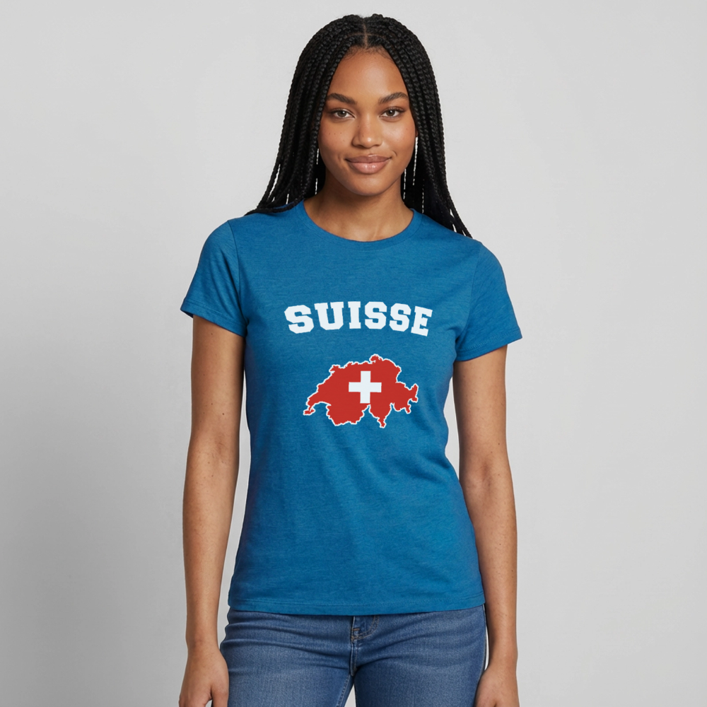 T-shirt Femme - Suisse - bleu saphir antique chiné