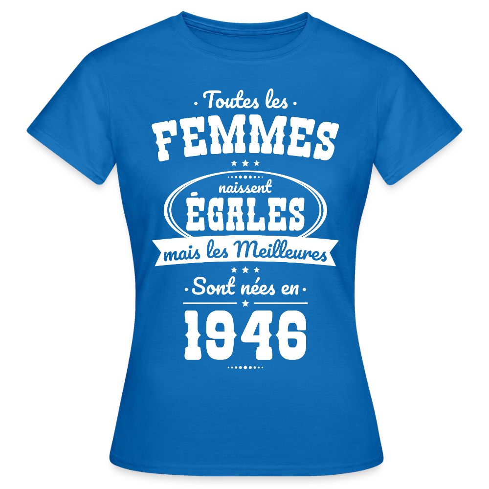T-shirt anniversaire femme 80 ans – Les meilleures sont nées en 1946 - bleu royal