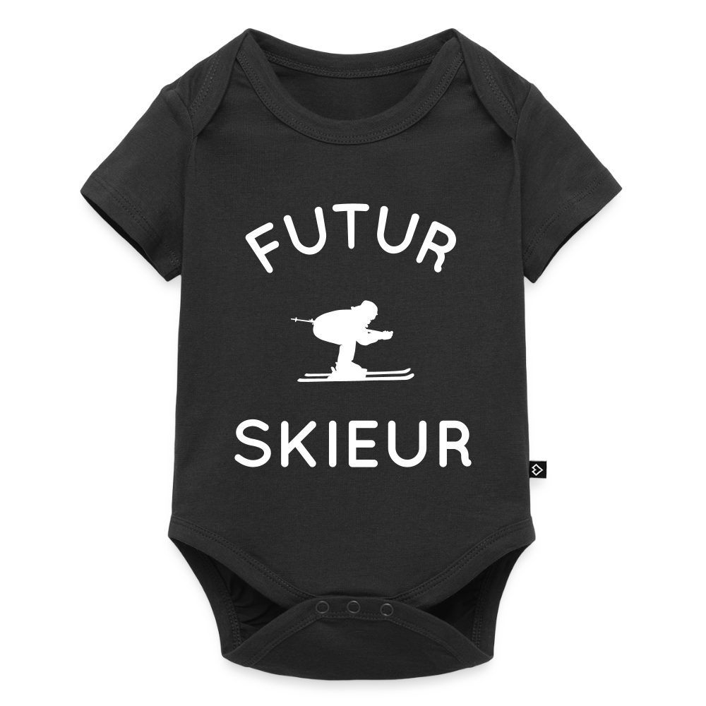 Body Bébé bio manches courtes - Futur skieur - noir
