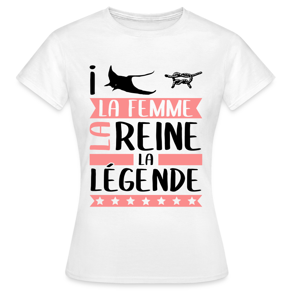T-shirt femme coloris clair Irène rébus – La femme, la reine, la légende - blanc