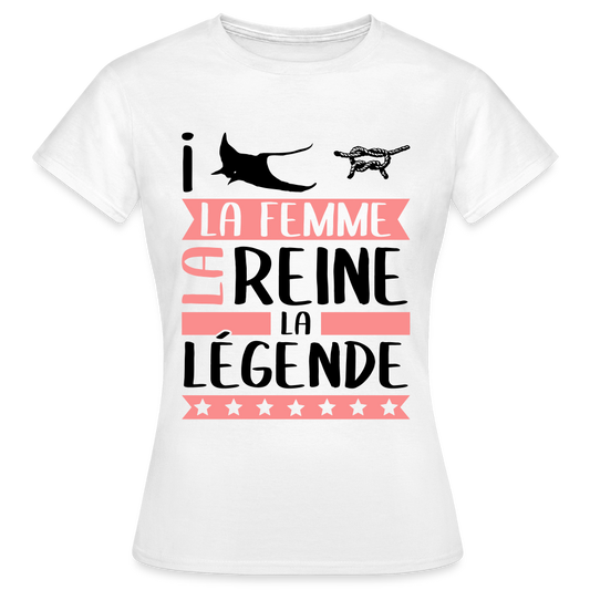 T-shirt femme coloris clair Irène rébus – La femme, la reine, la légende - blanc
