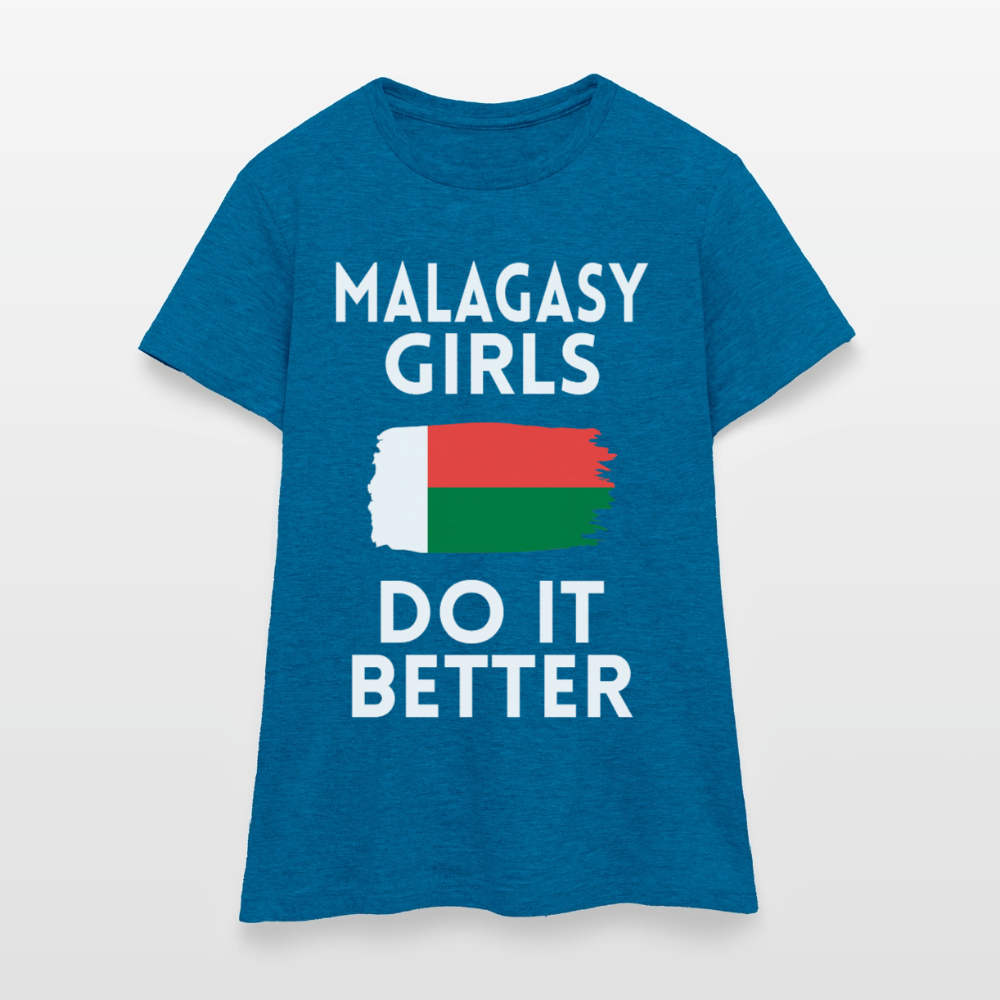 T-shirt femme - Malagasy Girls Do It Better - bleu saphir antique chiné