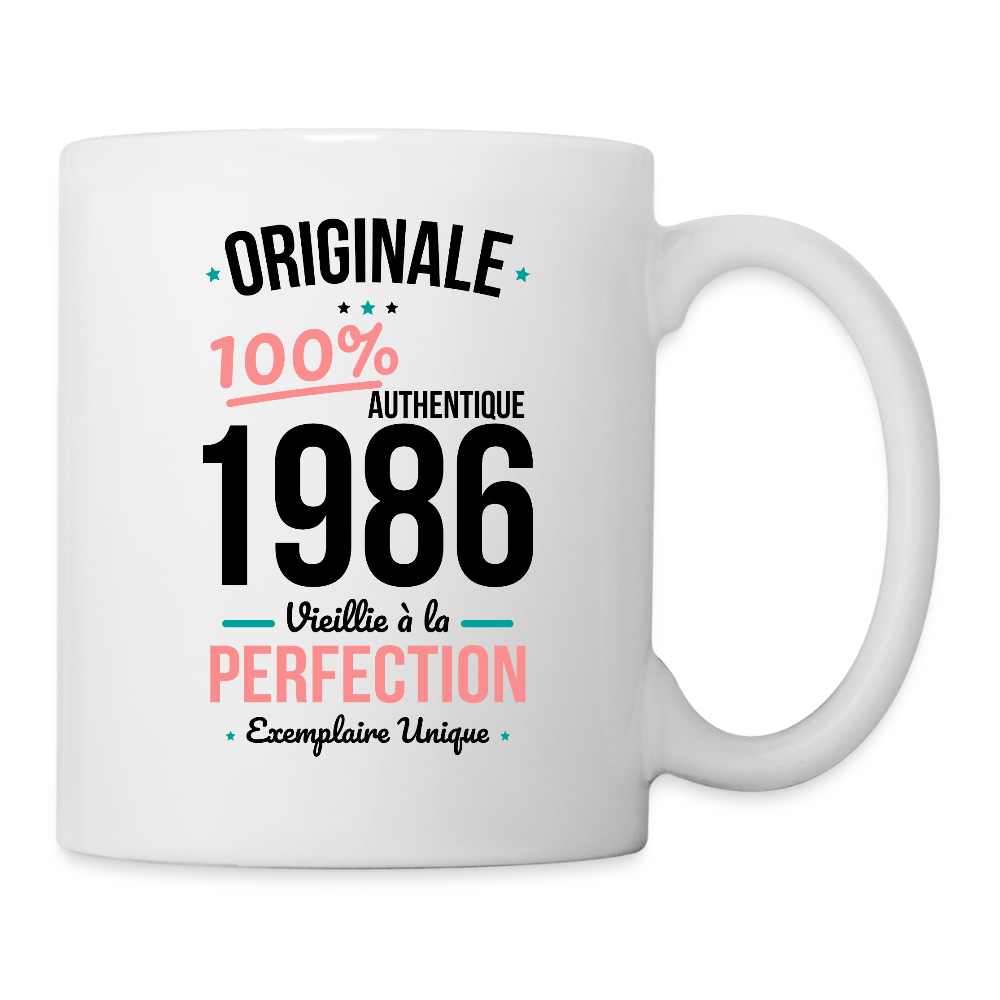 Mug blanc anniversaire 40 ans Femme – Originale 1986 Authentique - blanc