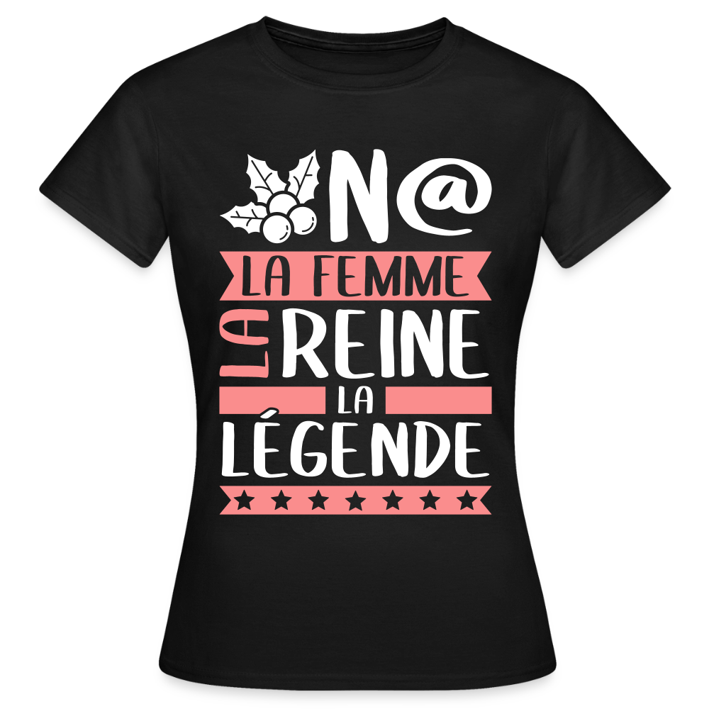 T-shirt femme Oona rébus – La femme, la reine, la légende - noir