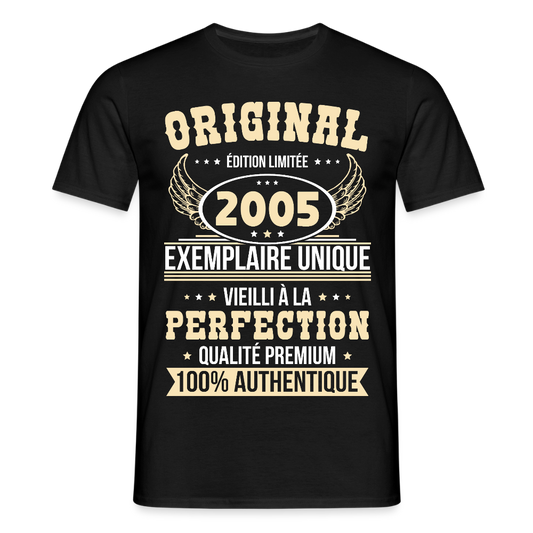 T-shirt Homme - Anniversaire 20 Ans - Original 2005 - noir