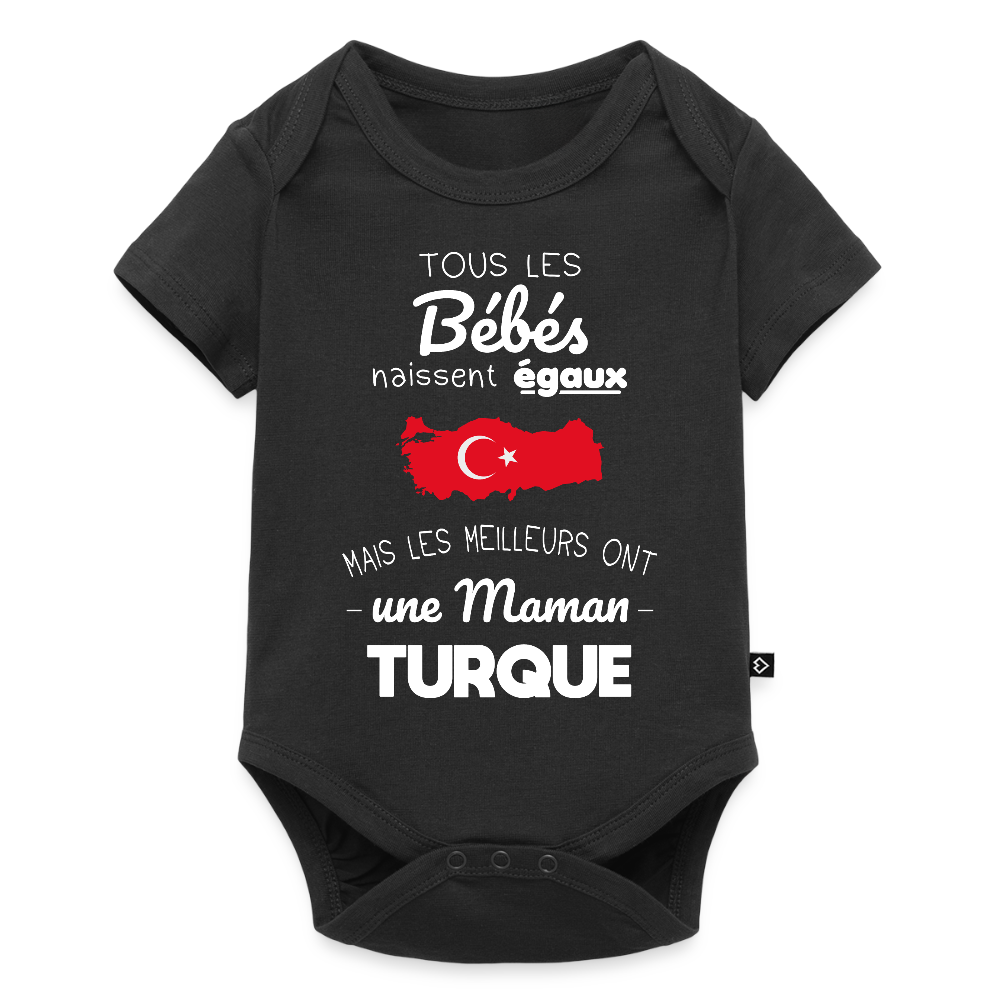 Body Bébé bio manches courtes - Les Meilleurs Ont Une Maman Turque - noir