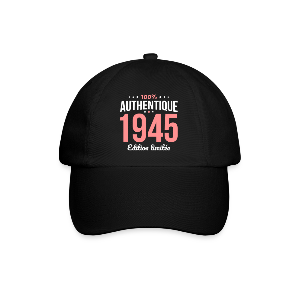 Casquette classique - Anniversaire 80 Ans - 100% Authentique 1945 - noir/noir