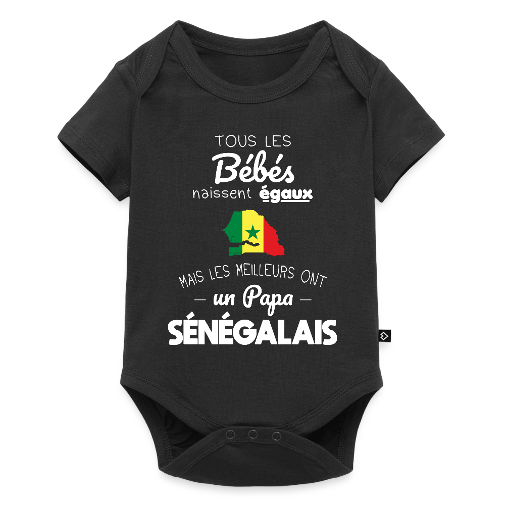Body Bébé bio manches courtes - Les Meilleurs Ont Un Papa Sénégalais - noir