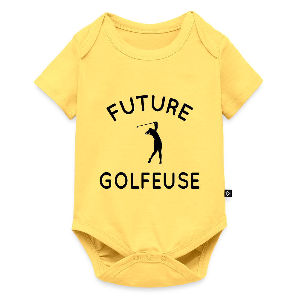 Body Bébé bio manches courtes - Future golfeuse - jaune pastel