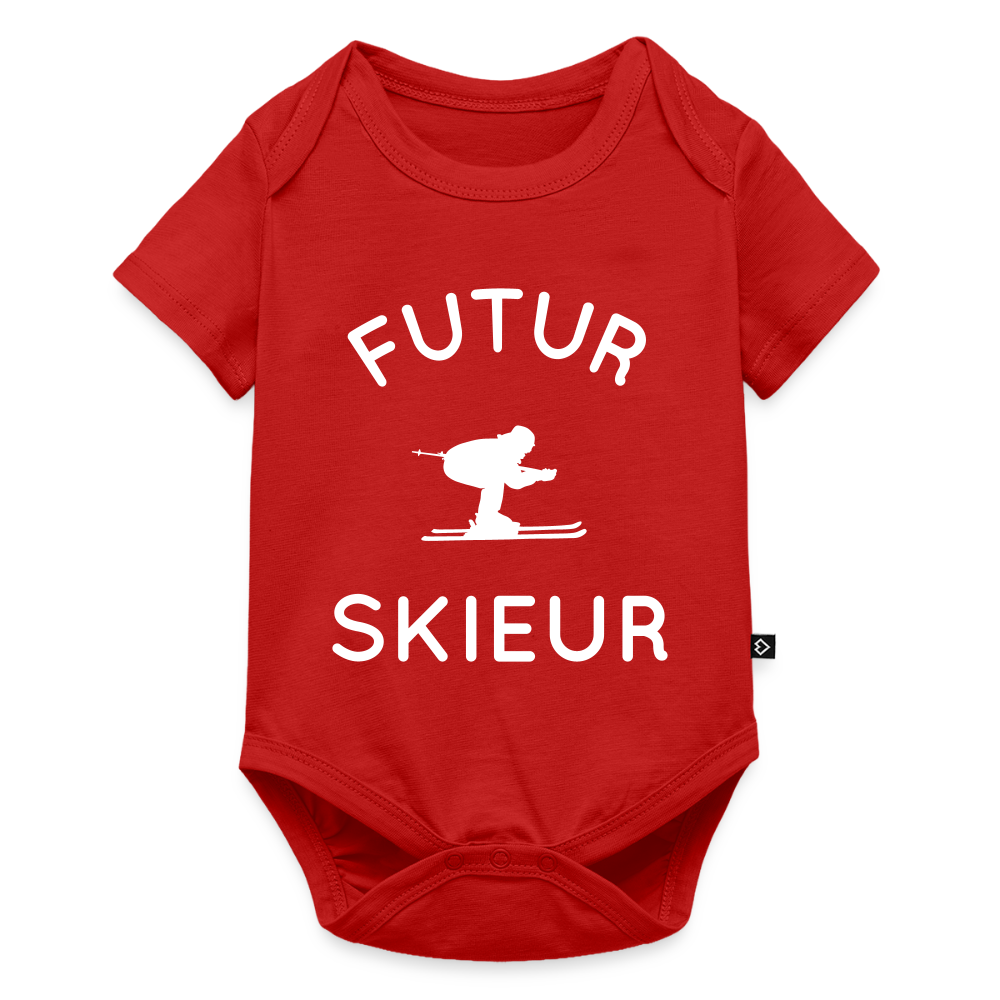 Body Bébé bio manches courtes - Futur skieur - rouge