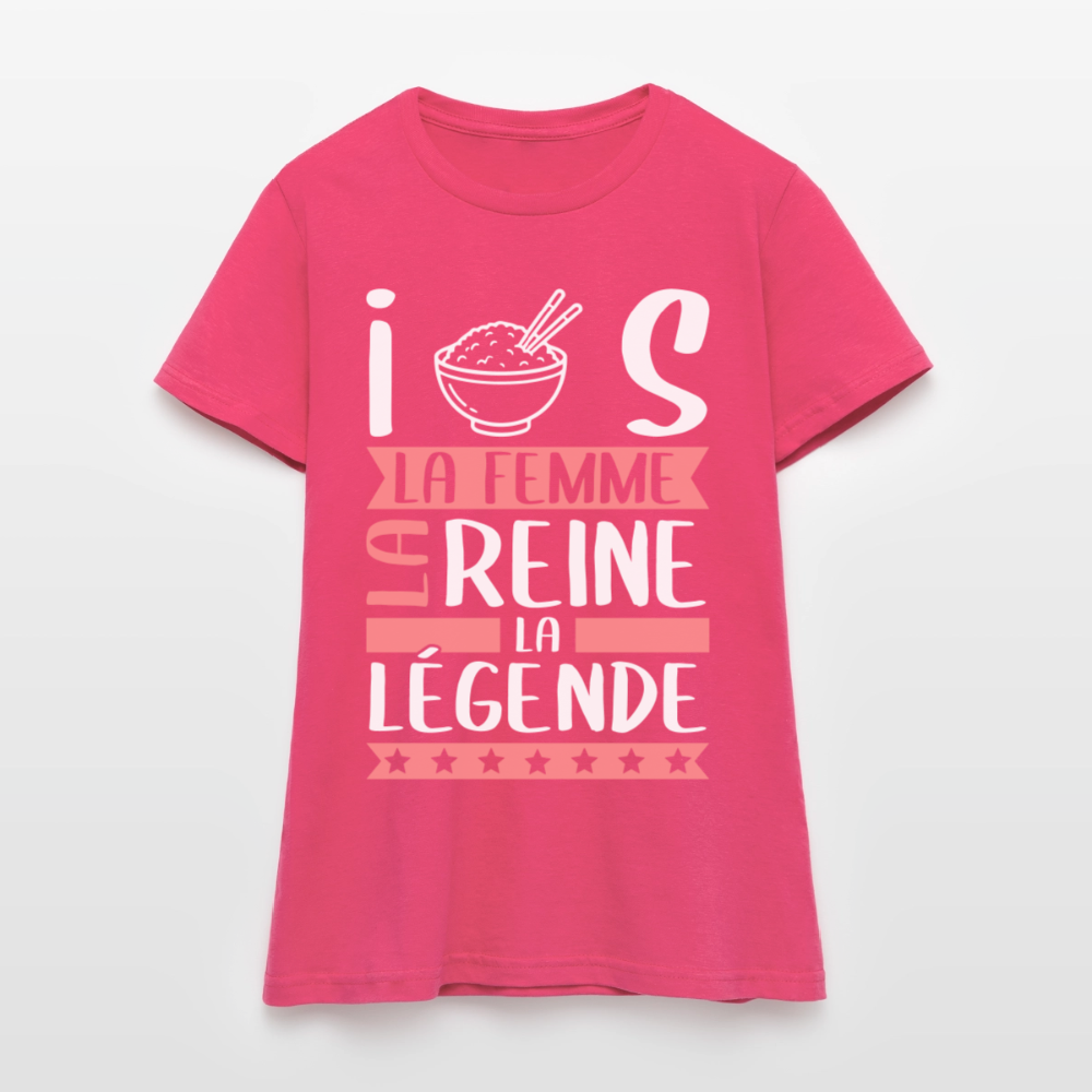 T-shirt femme Iris rébus – La femme, la reine, la légende - rose azalée