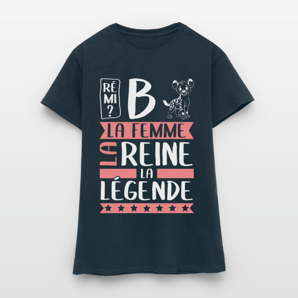 T-shirt femme Fabienne rébus – La femme, la reine, la légende - marine