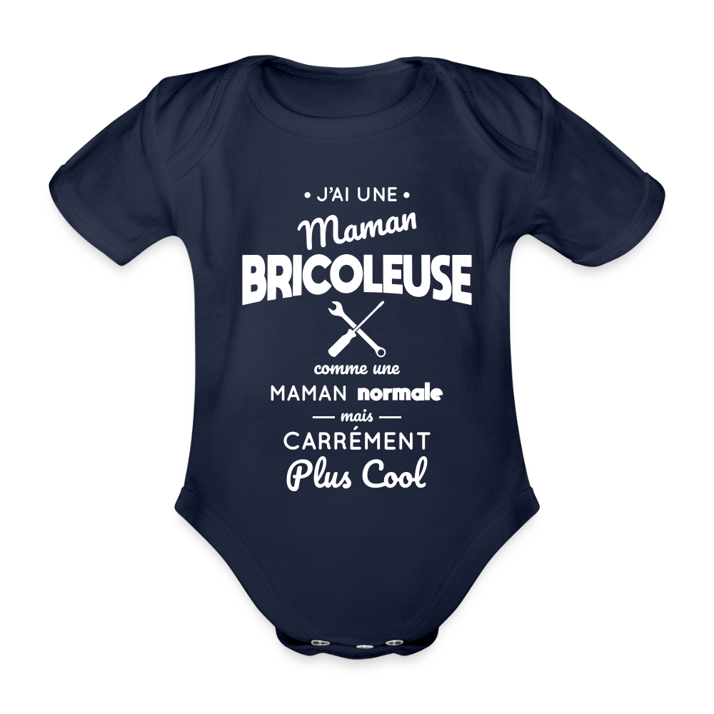 Body Bébé bio manches courtes - J'ai une maman bricoleuse - marine foncé