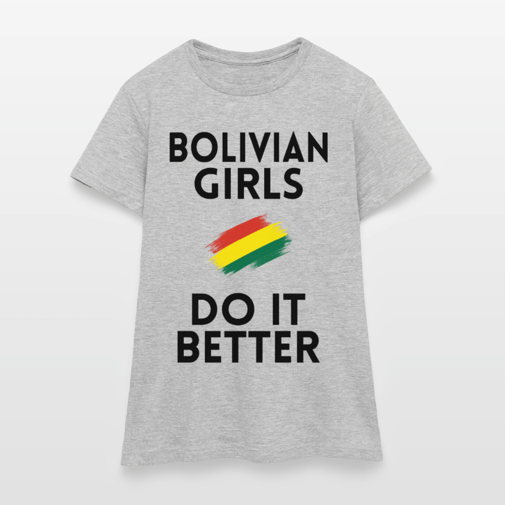 T-shirt femme coloris clair - Bolivian Girls Do It Better - gris chiné