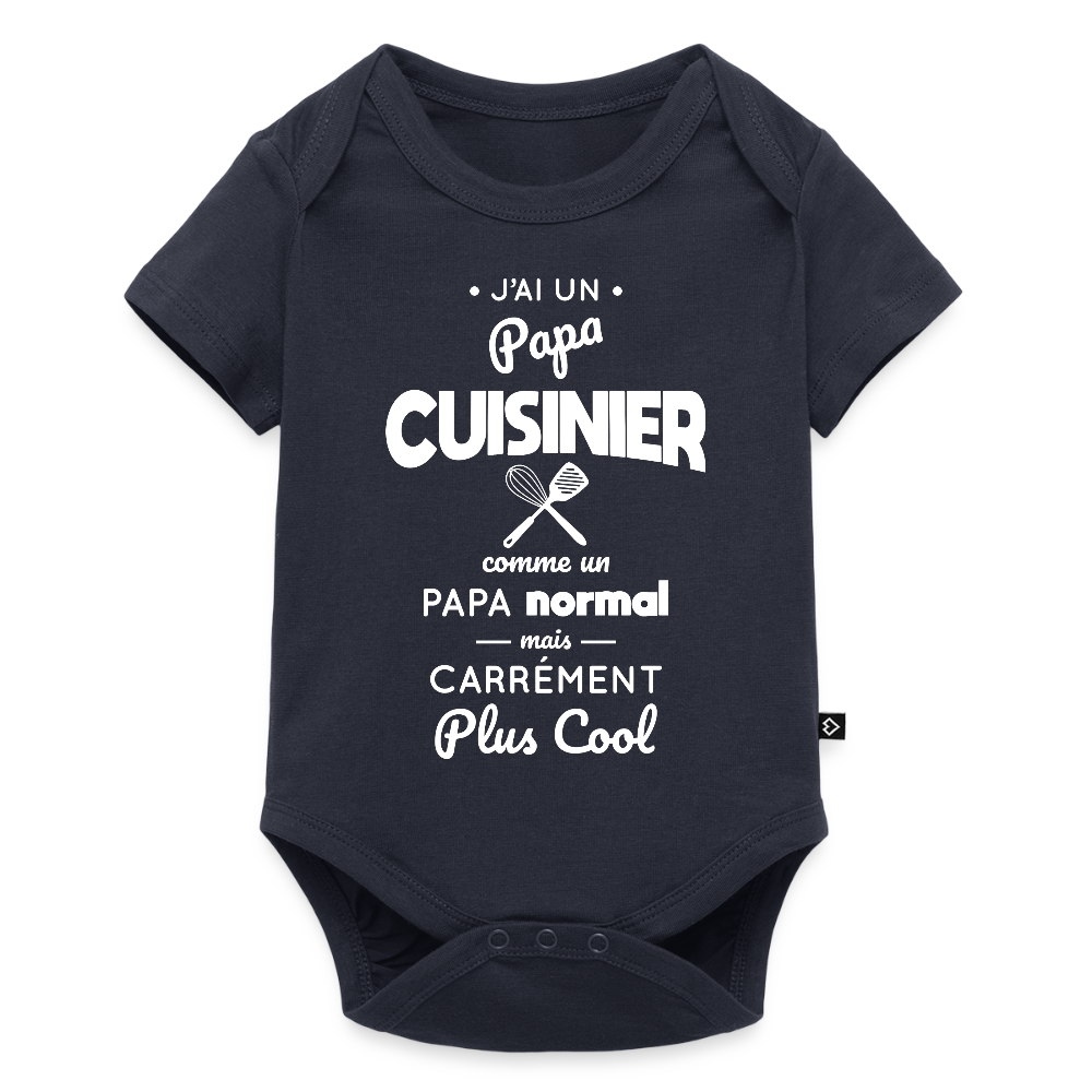 Body Bébé bio manches courtes - J'ai un papa cuisinier - bleu marine