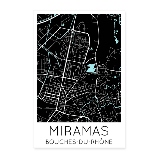 Poster Miramas - Plan Miramas - 60 x 90 cm - blanc