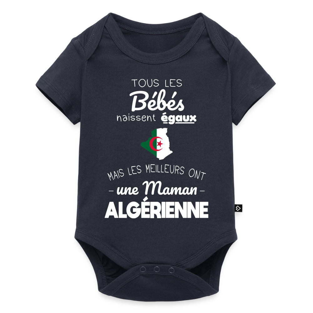 Body Bébé bio manches courtes - Les Meilleurs Ont Une Maman Algérienne - bleu marine