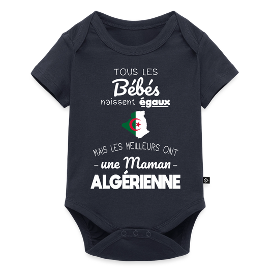Body Bébé bio manches courtes - Les Meilleurs Ont Une Maman Algérienne - bleu marine