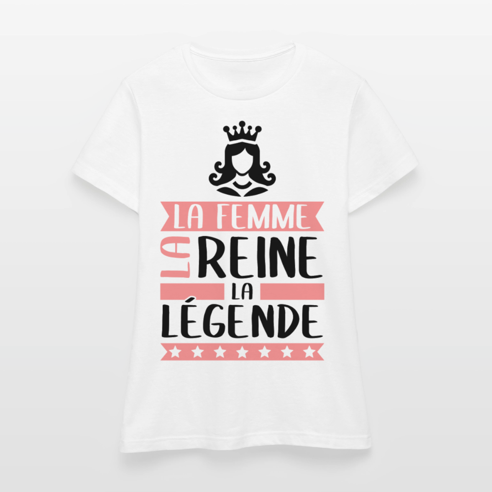 T-shirt femme coloris clair Reine rébus – La femme, la reine, la légende - blanc