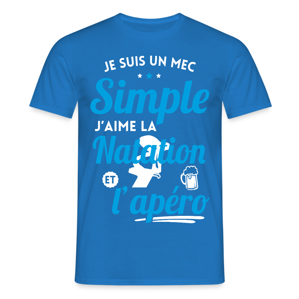 T-shirt Homme - J'aime la natation et l'apéro - bleu royal