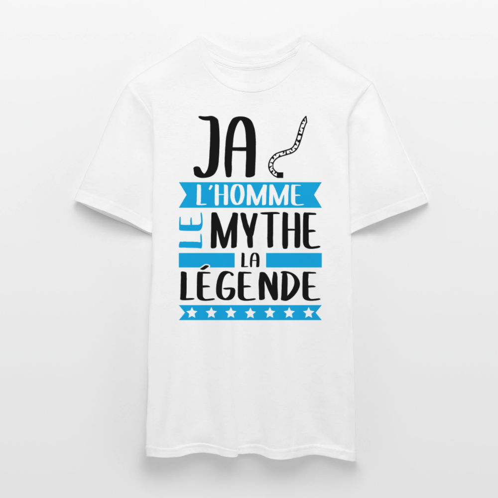 T-shirt homme coloris clair Jacques en rébus – L’homme, le mythe, la légende - blanc