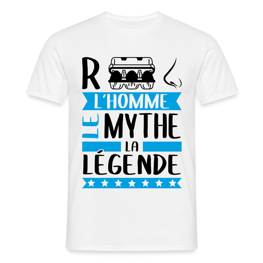 T-shirt homme coloris clair René en rébus – L’homme, le mythe, la légende - blanc