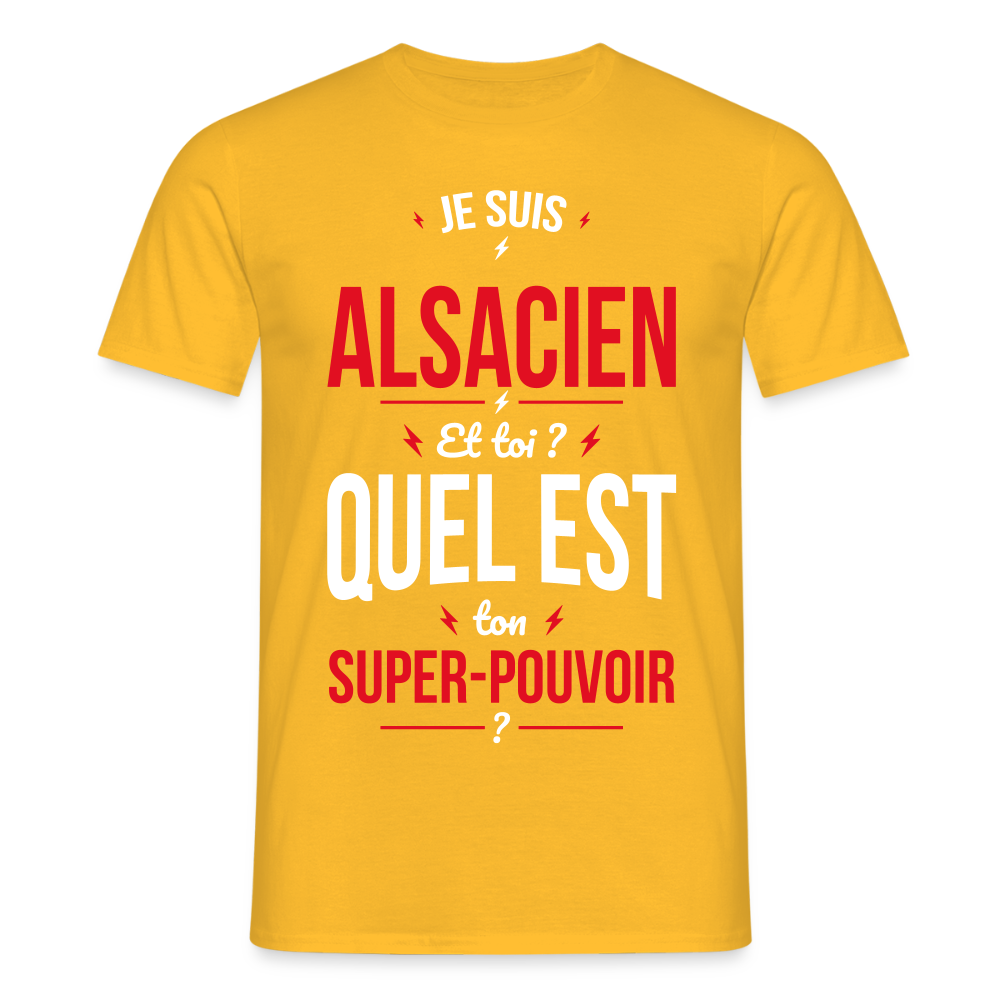 T-shirt Homme - Je suis Alsacien - Super-pouvoir - jaune