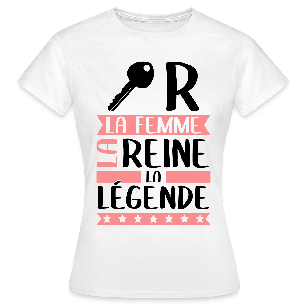 T-shirt femme coloris clair Claire en rébus – La femme, la reine, la légende - blanc