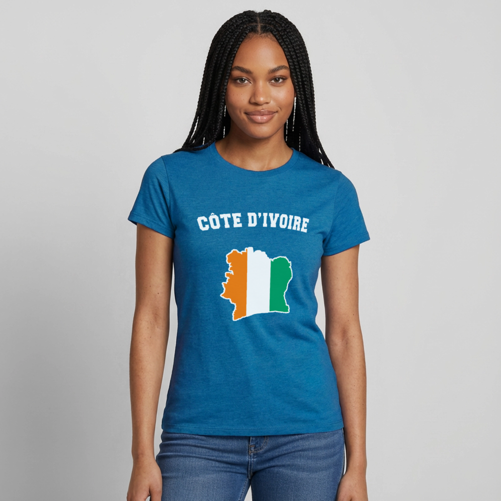 T-shirt Femme - Côte d'Ivoire - bleu saphir antique chiné