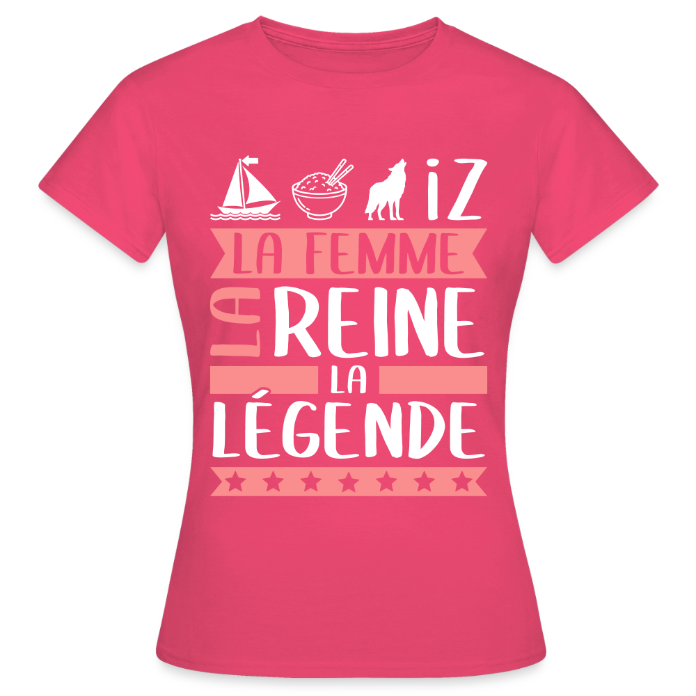T-shirt femme Marie-Louise rébus – La femme, la reine, la légende - rose azalée