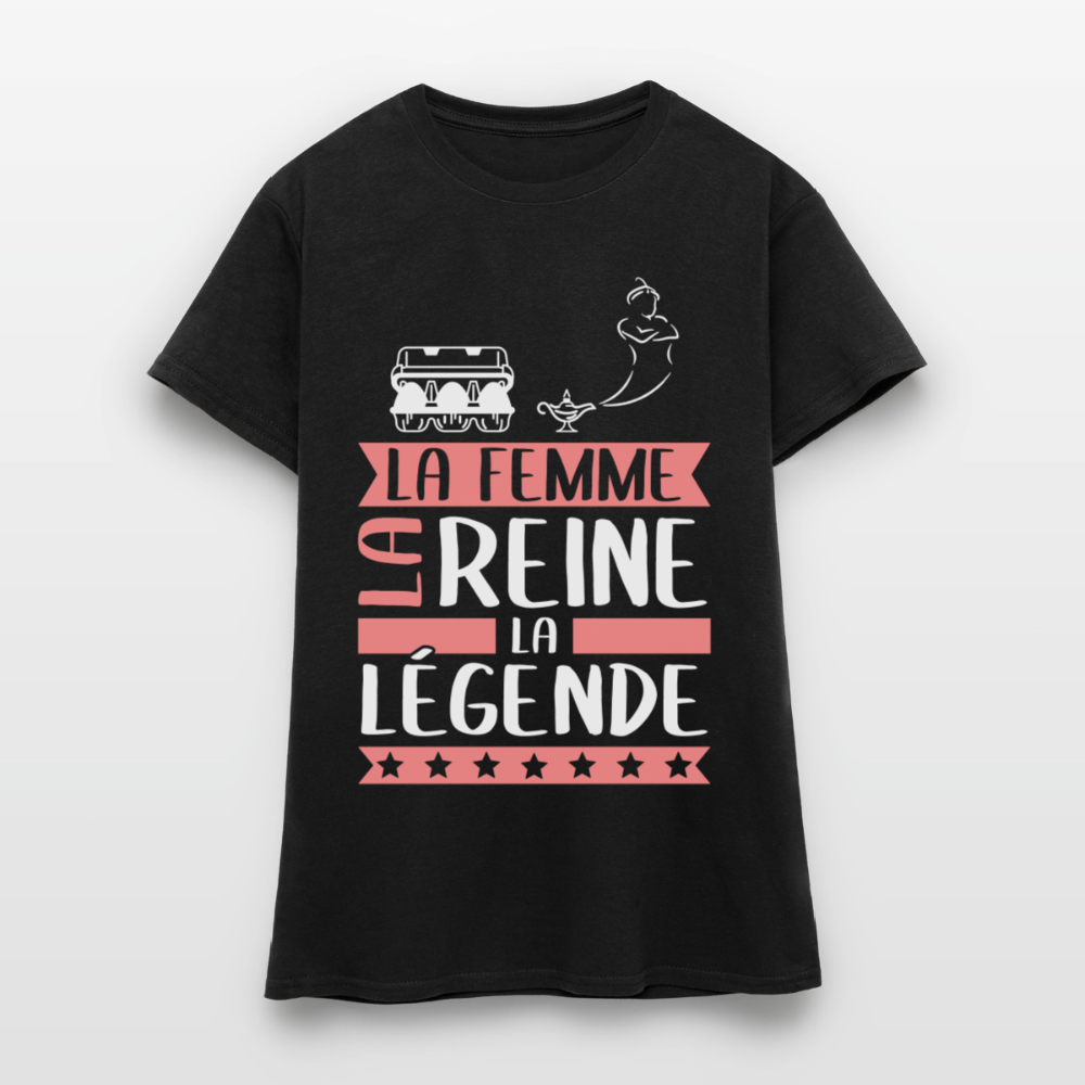 T-shirt femme Eugénie rébus – La femme, la reine, la légende - noir