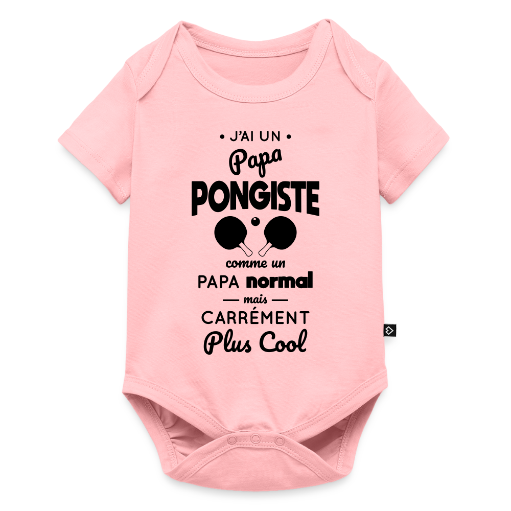 Body Bébé bio manches courtes - J'ai un papa pongiste - rose